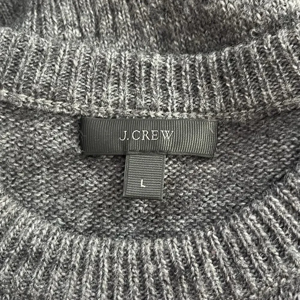 J Crew Womens Fair Isle Wool‎ Mohair Blend Sweater Size L Gray Nordic Preppy